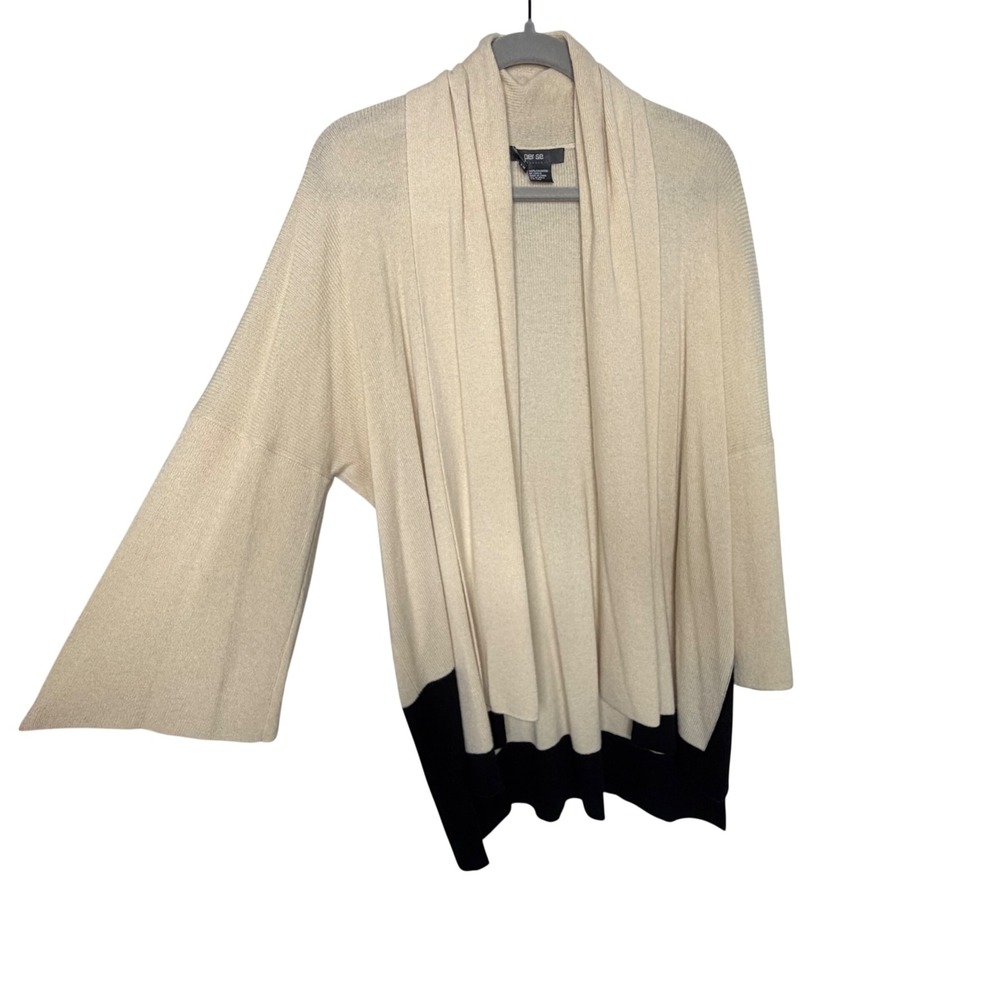 Per Se 100% Cashmere Open Front Cardigan Ivory XL